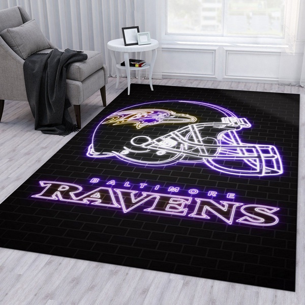 Baltimore Ravens Helmet Football Rug Living Room Rug Christmas Gift US Decor