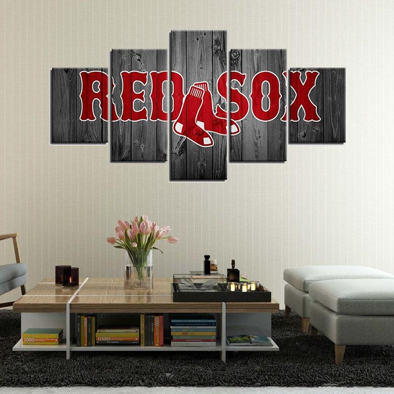 Boston Red Sox Wooden Logo Canvas Donelanetop Store