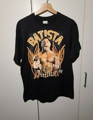 Vtg Wwe Batista T-shirt Wrestling Hbk Cena Stone Cold Wwf The Animal 7949