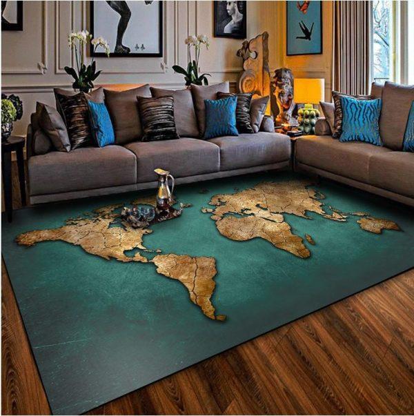 World Map Home Decor Rectangle Area Rug 9