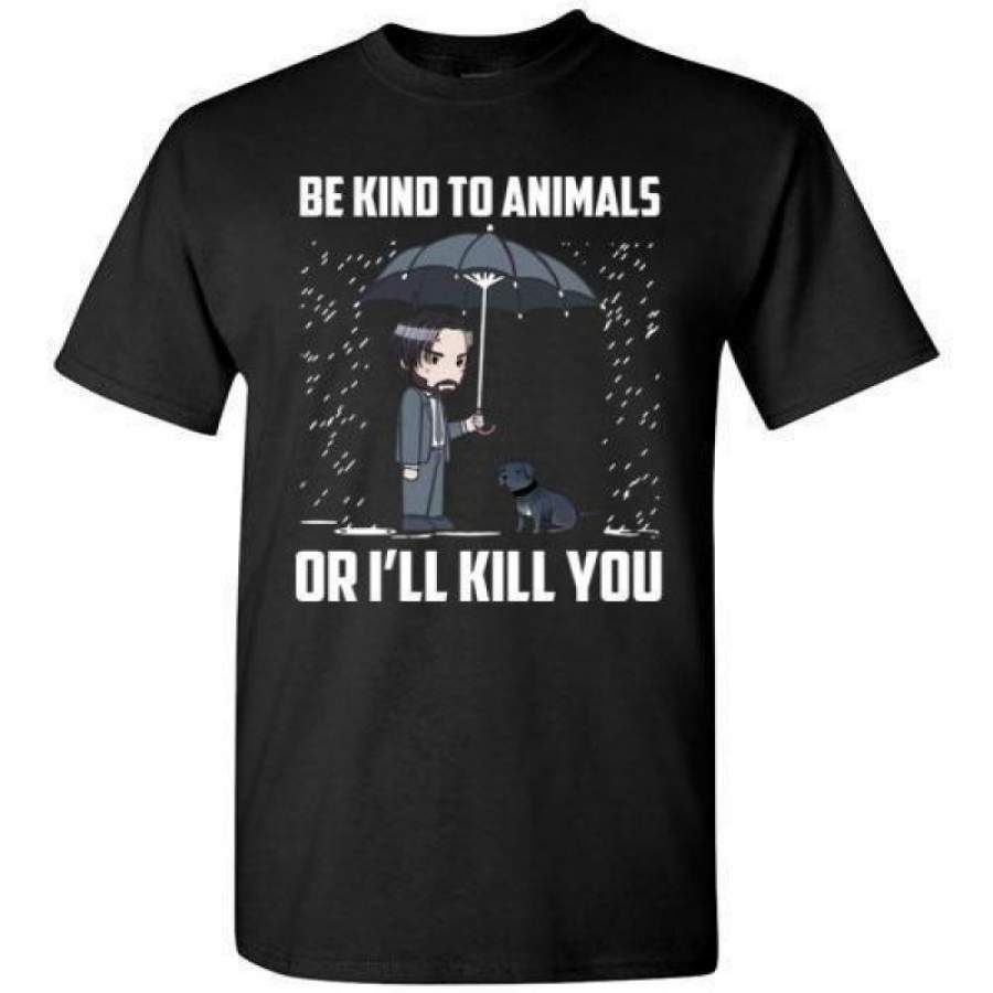 Unique and Top Quality Be Kind to Animals John Wick Against Animal Abuse Funny T-shirt Style Round Style Men’s T Shirt Tees