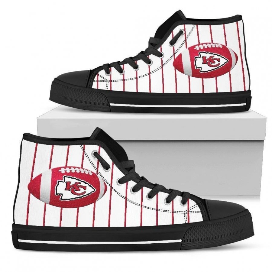 Straight Line With Deep Circle Kansas City Chiefs High Top Shoes #333