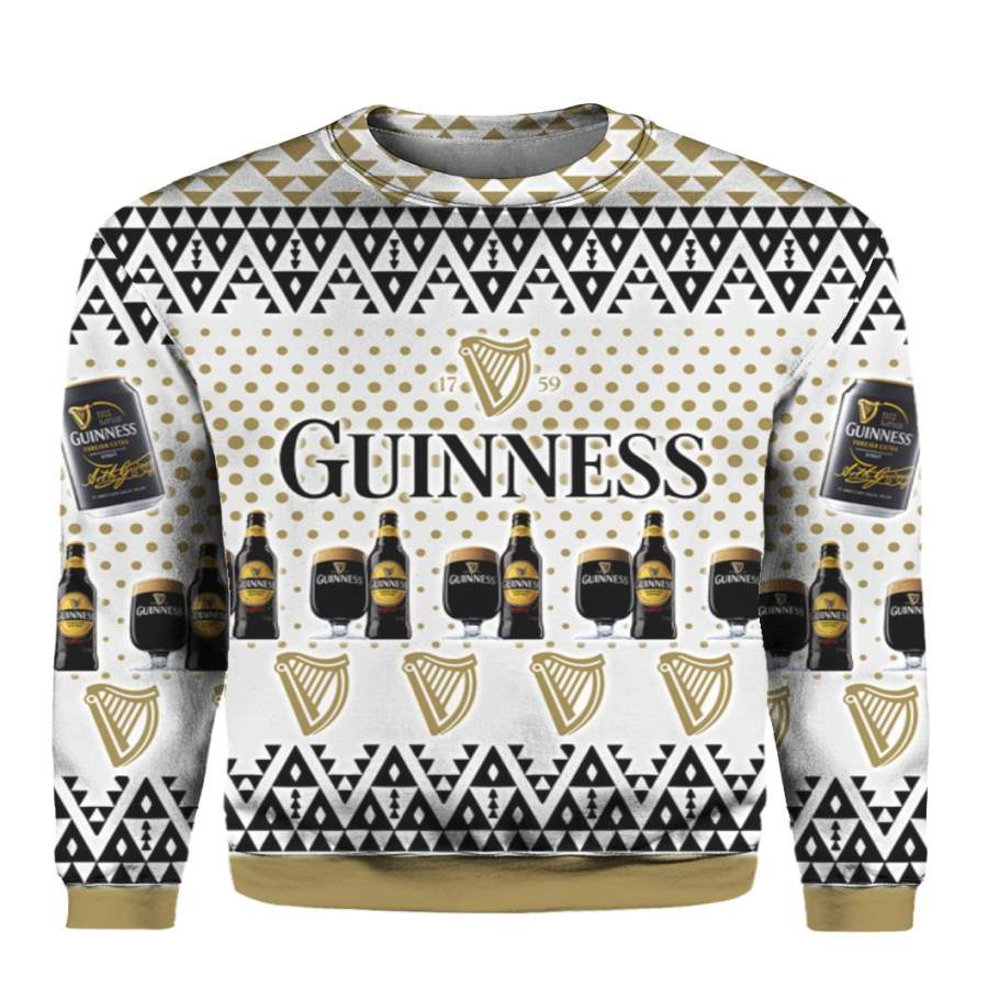 Guinness Beer 3D Print Ugly Christmas Sweater