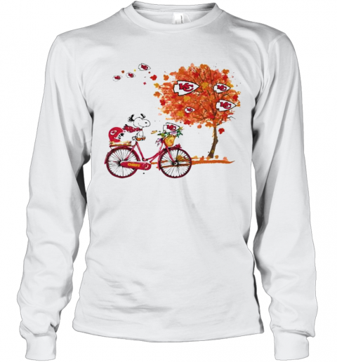 Maple Leaves Snoopy Riding Bike Logo Kansas City Chiefs Long Sleeve T-Shirt