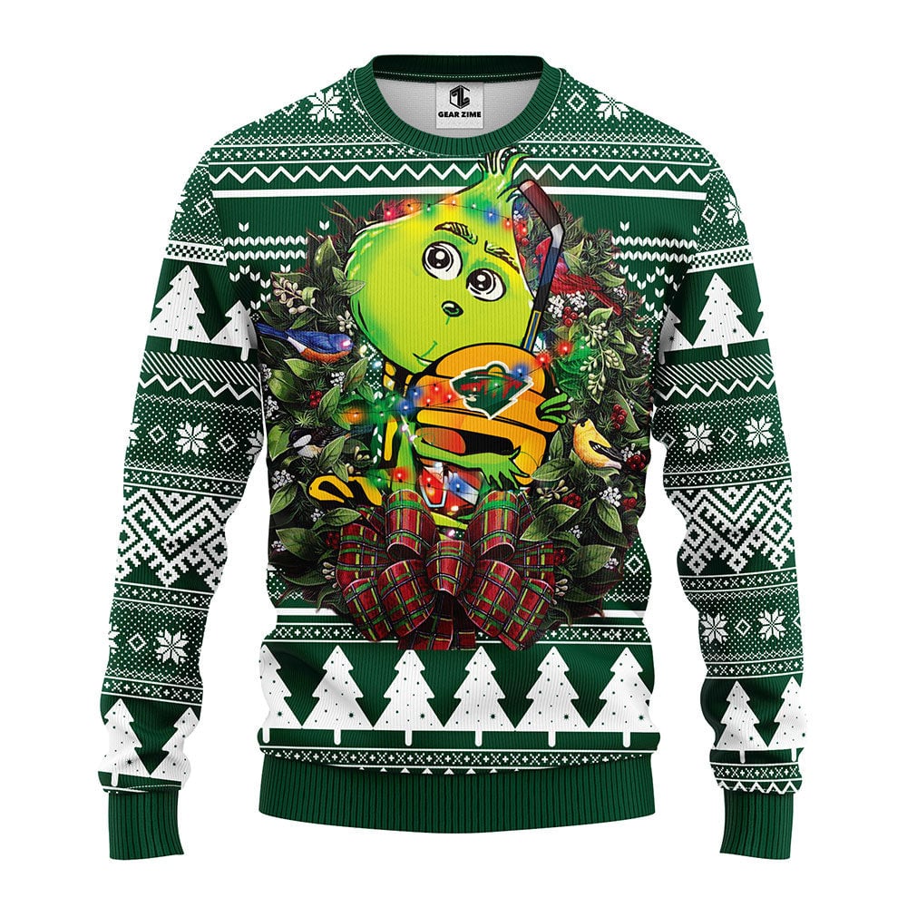 Minnesota Wild Grinch Hug Ugly Christmas Sweater