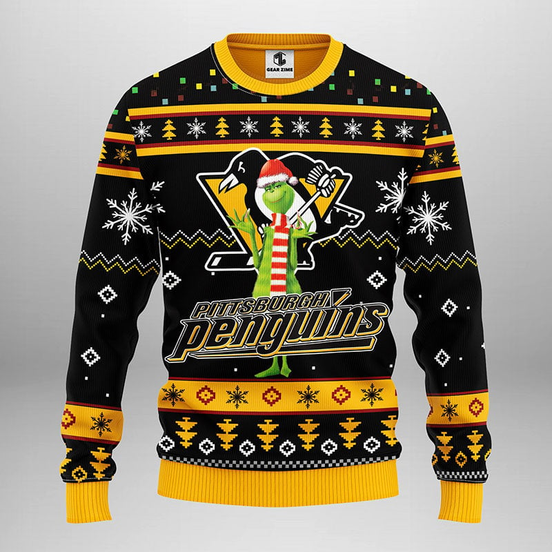 Pittsburgh Penguins Funny Grinch Ugly Christmas Sweater