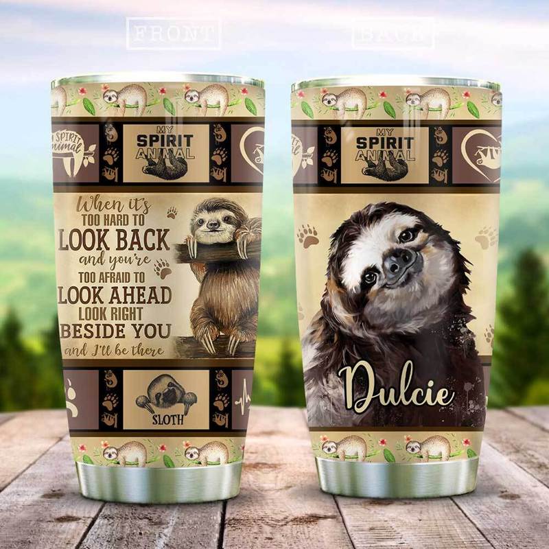 Personalized Personalized Sloth Spirit Animal Stainless Steel Skinny Tumbler Bulk, Double Wall Vacuum Slim Water Tumbler Cup With Lid, Reusable Metal Travel Coffee Mug