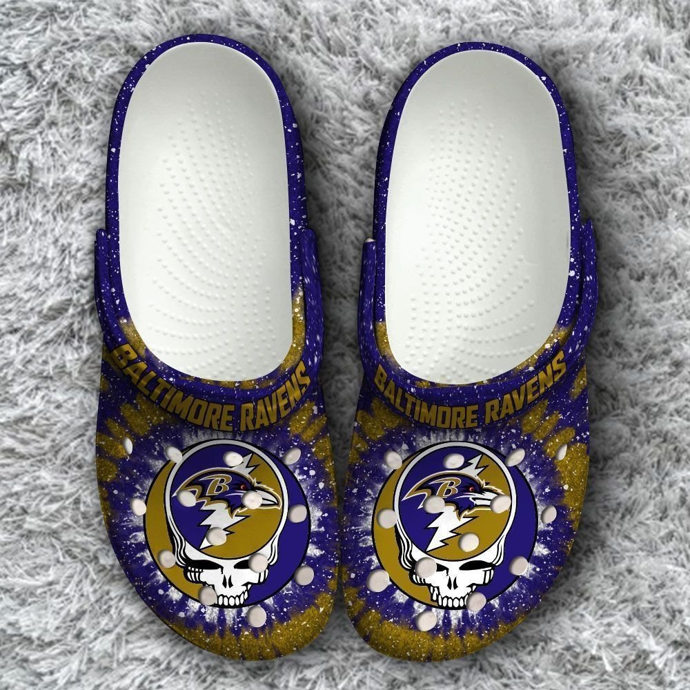 Baltimore Ravens Grateful Dead Crocs Crocband Clog Comfortable Water Shoes