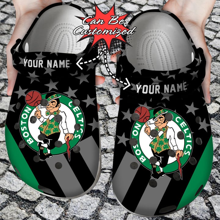 Basketball Crocs – Personalized Boston Celtics Star Flag Clog Shoes