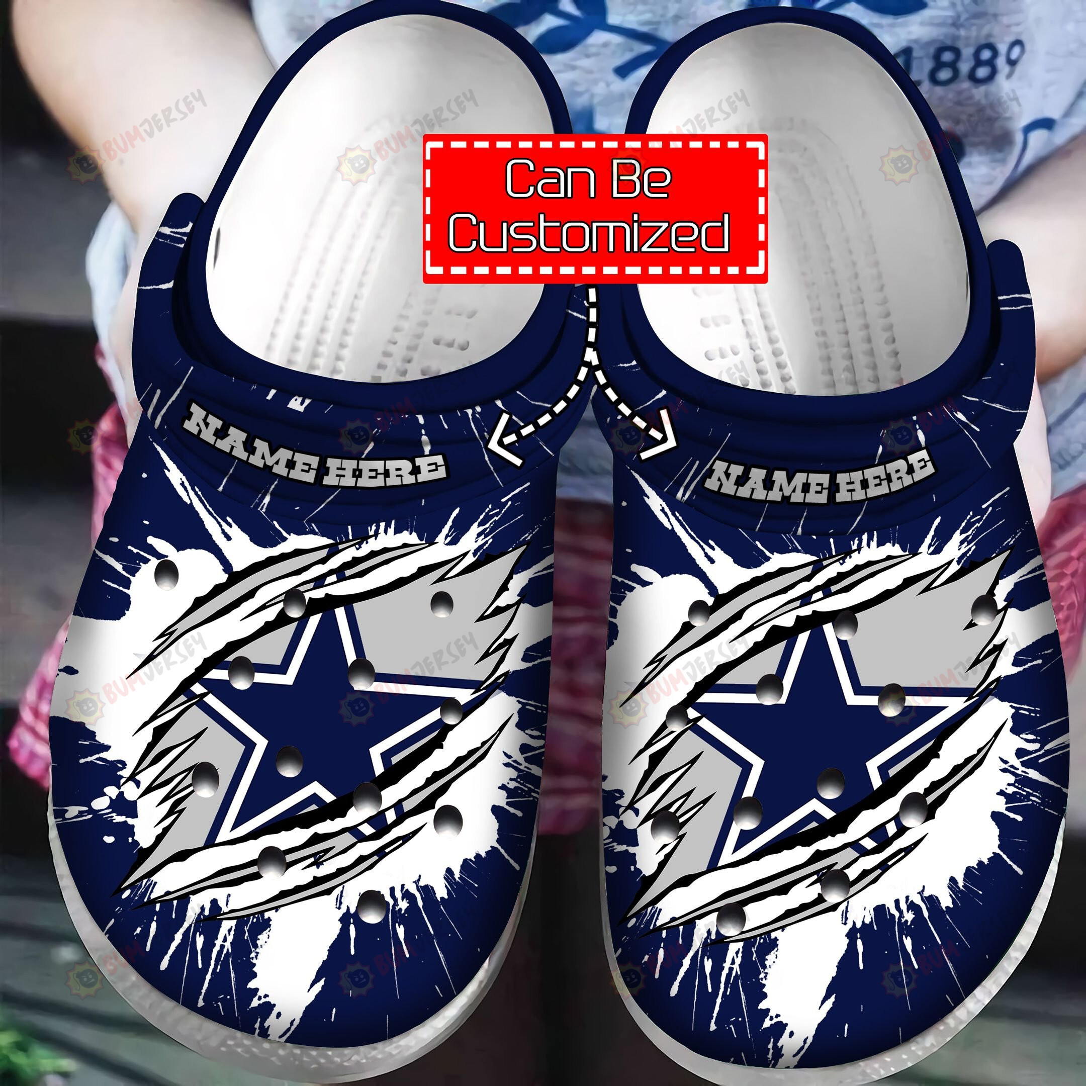 Dallas Cowboys Football Ripped Through Custom Name Crocs Crocband Clog Comfortable Water Shoes – Aop Clog