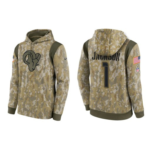 Desean Jackson Los Angeles Rams Camo 2021 Salute To Service Veterans Day Therma Pullover Hoodie