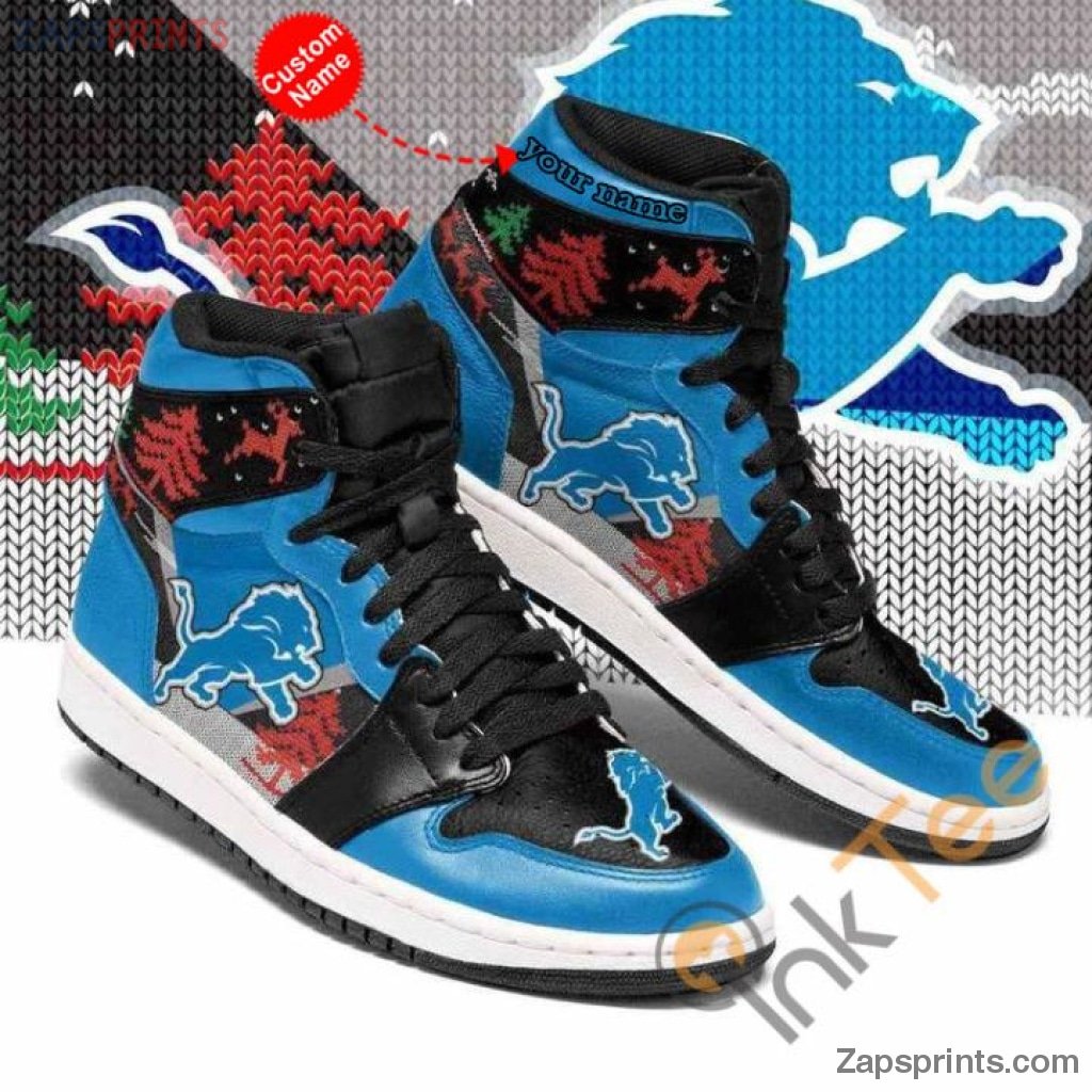 Christmas Detroit Lions Personalized Name Air Jd1 Sneakers Custom Shoes