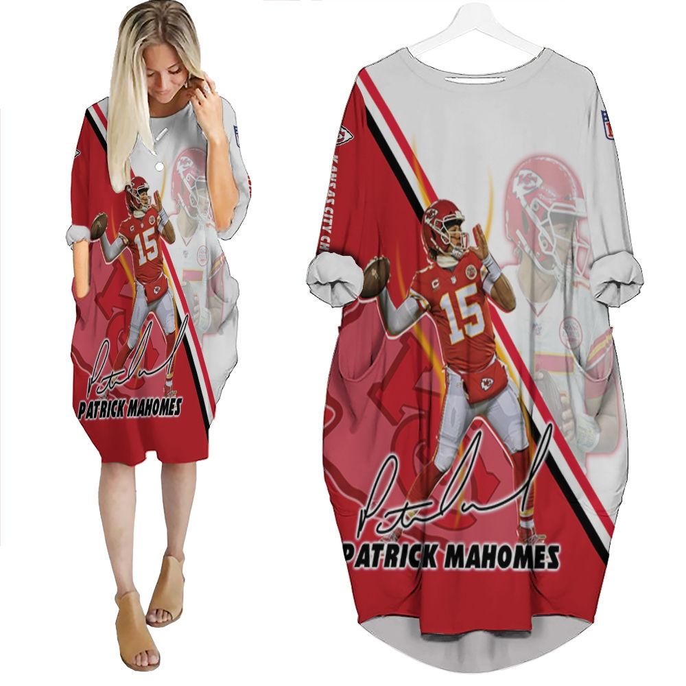 Patrick Mahomes Kansas City Chiefs 3d Personalized Batwing Pocket Dress