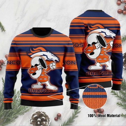 Fandomgift Denver Broncos Snoopy Dabbing Ugly Christmas Sweater Custom Sweatshirt Apparel