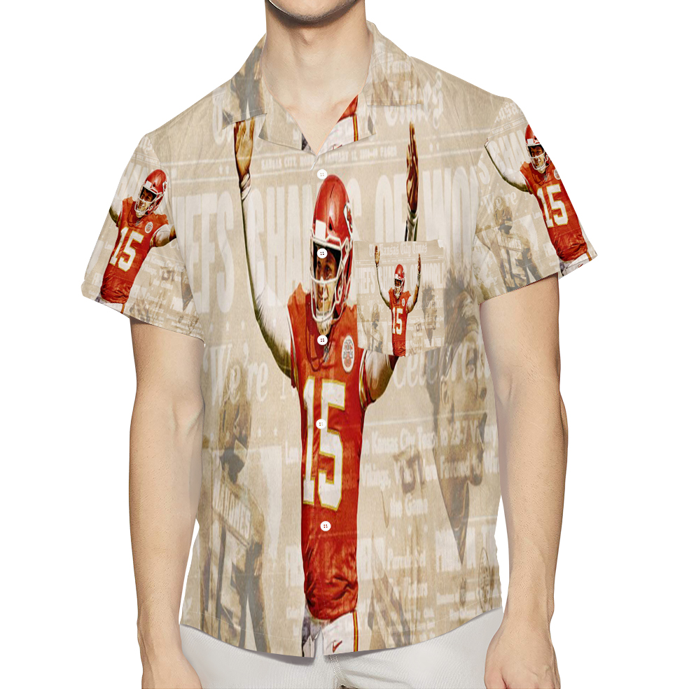 Kansas City Chiefs Patrick Mahomes 15 V8 3D All Over Print Summer Beach Hawaiian Shirt With Pocket