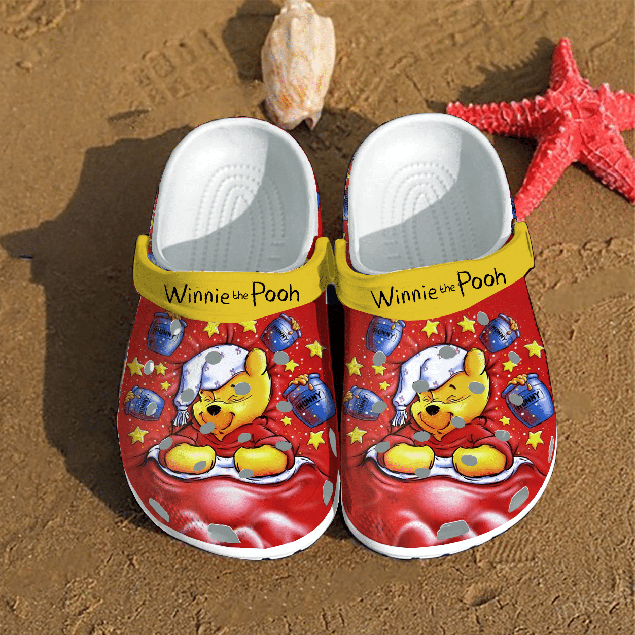 Winnie The Pooh Hunny Gift For Fan Classic Water Rubber  3D Crocband Clog