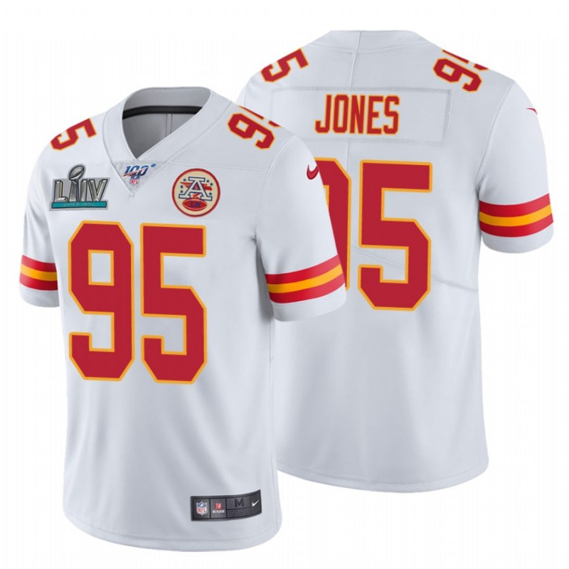 Men’S Chris Jones Kansas City Chiefs White Super Bowl Liv White Vapor Limited Jersey – All Stitched, Embroidery