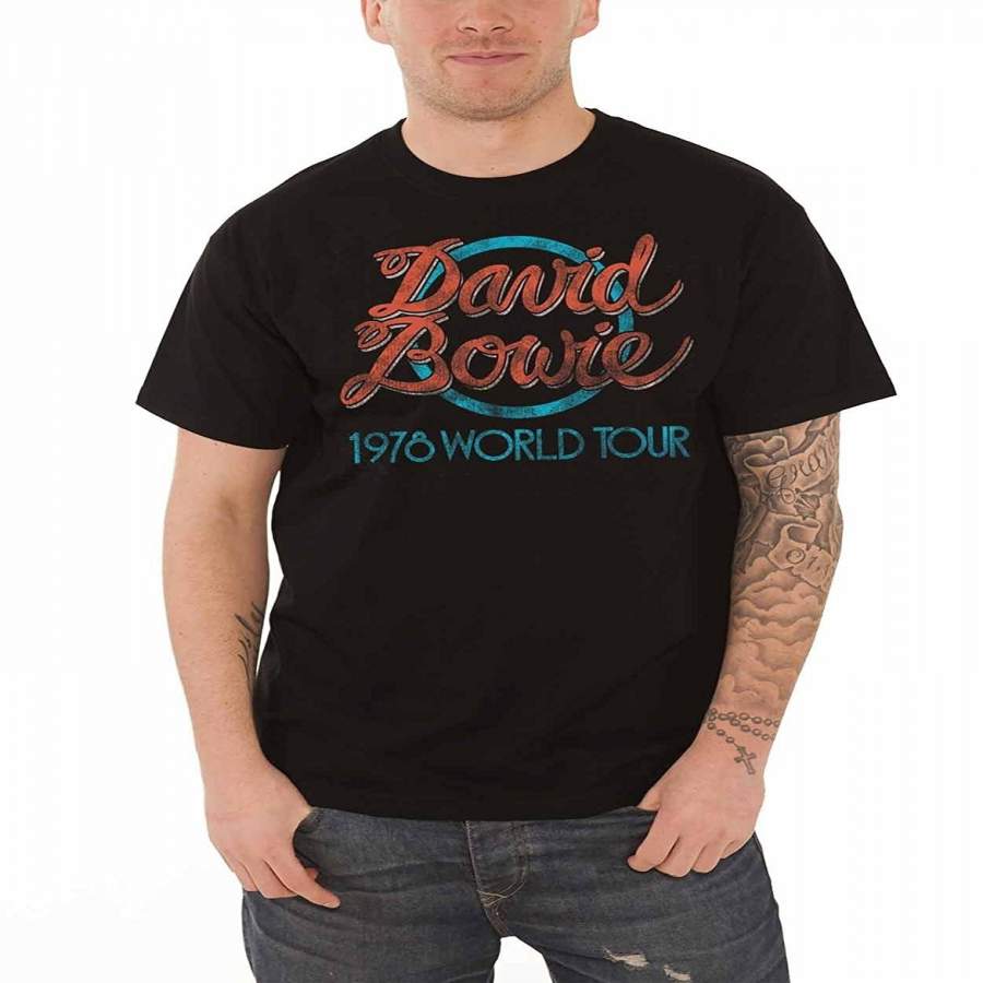 David Bowie T Shirt 1978 World Tour Official Vintage Mens T Shirt Black