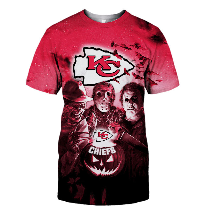 Kansas City Chiefs T Shirt 3D Halloween Horror Night T Shirt