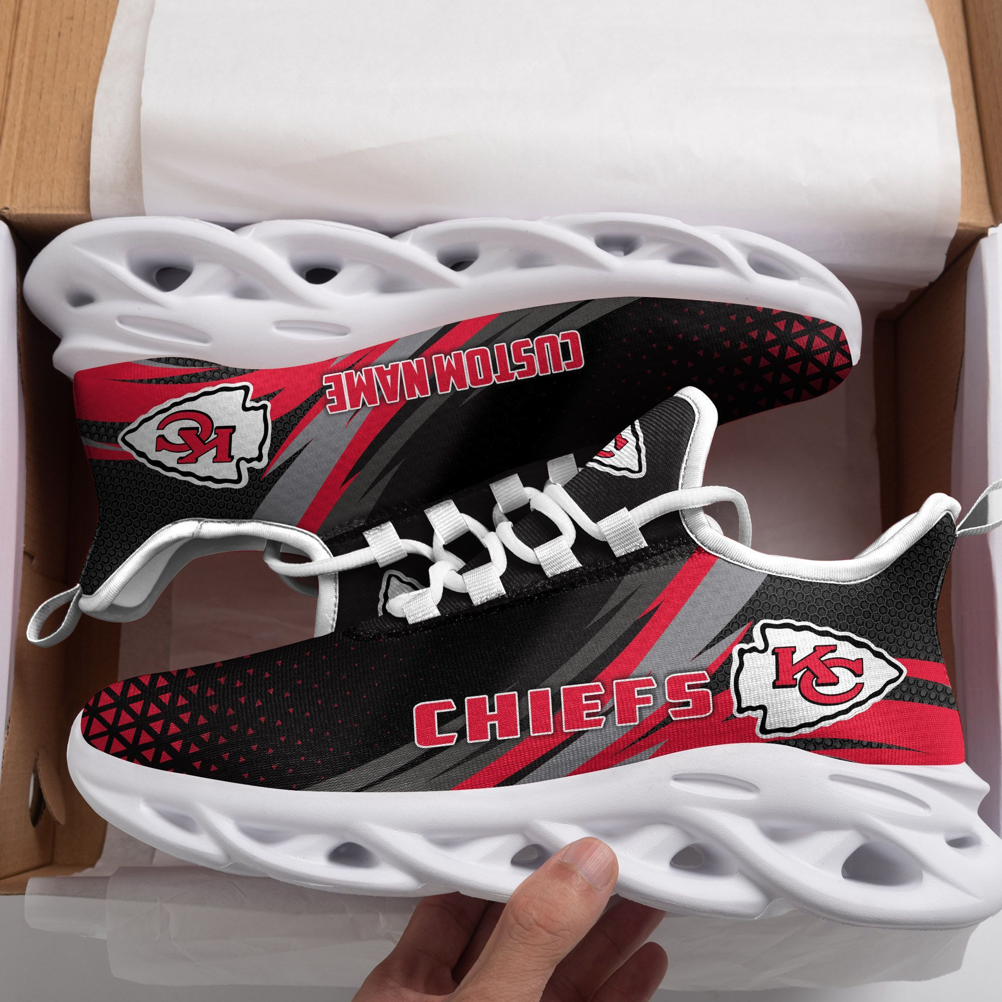 Kansas City Chiefs Triangle Custom Personalized Max Soul Sneakers Running Sports Shoes For Men Women Football Fanfootball Fan