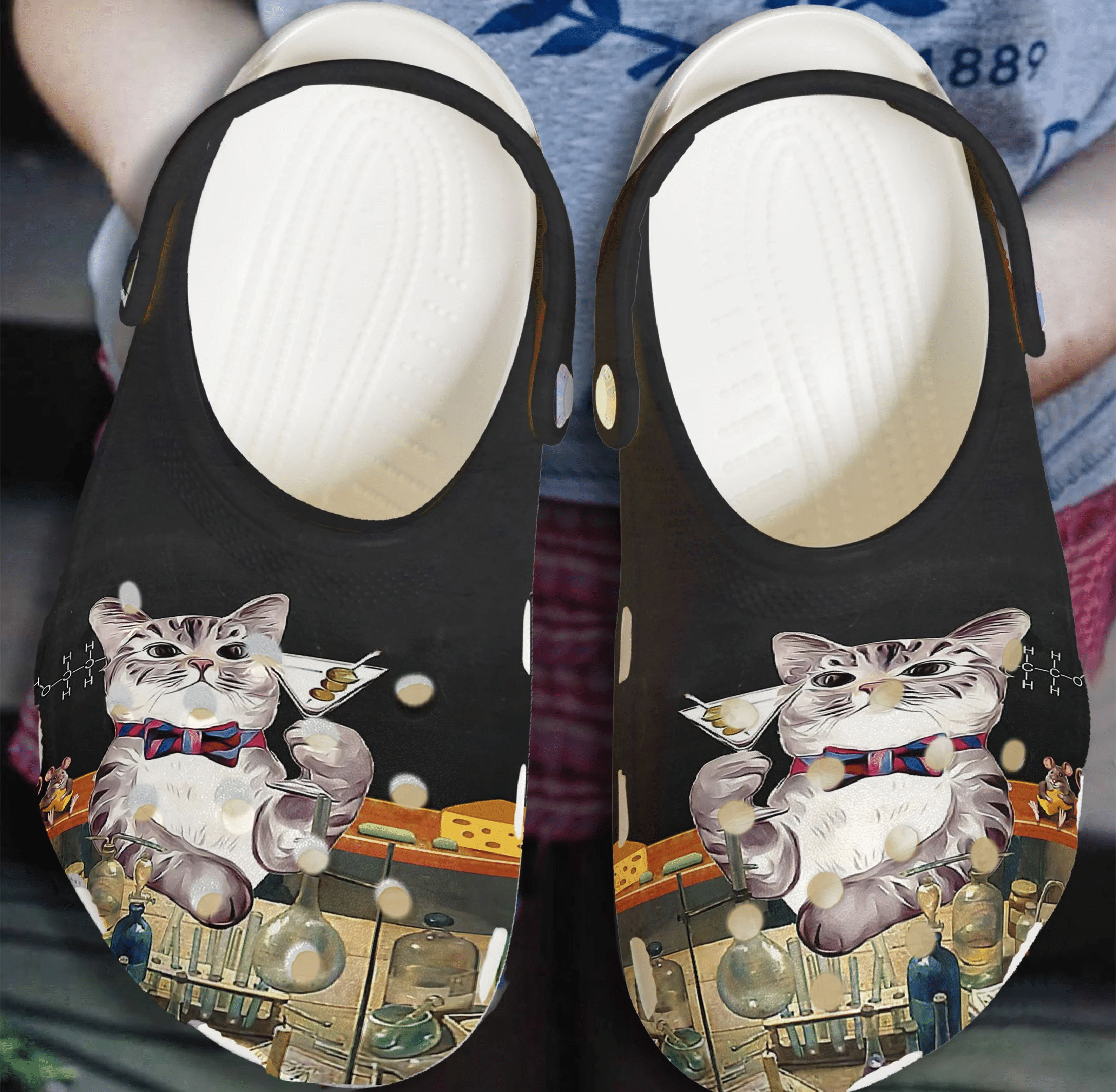 Cat And Wine Shoes – Funny Animal Crocbland Clog Birthday Gift For Woman Man