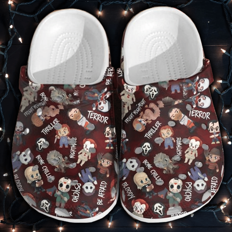 Chucky Pennywise Michael Myers Freddy Krueger Jason Voorhees Chibi Crocs Crocband Clogs, Comfy Footwear, Shoes