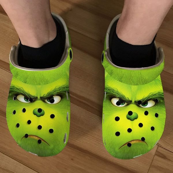 The Grinch Face Green Theme Crocss Crocband Clog Comfortable Water Shoes