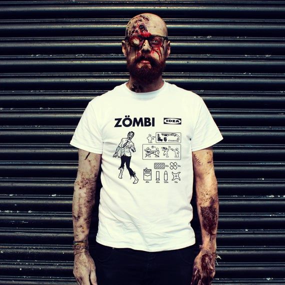 Zombi Unisex Men S T Shirt Zombie Tee Alternative Handmade Hand Screen Printed Funny Ikea Walking Dead Undead Independence Day