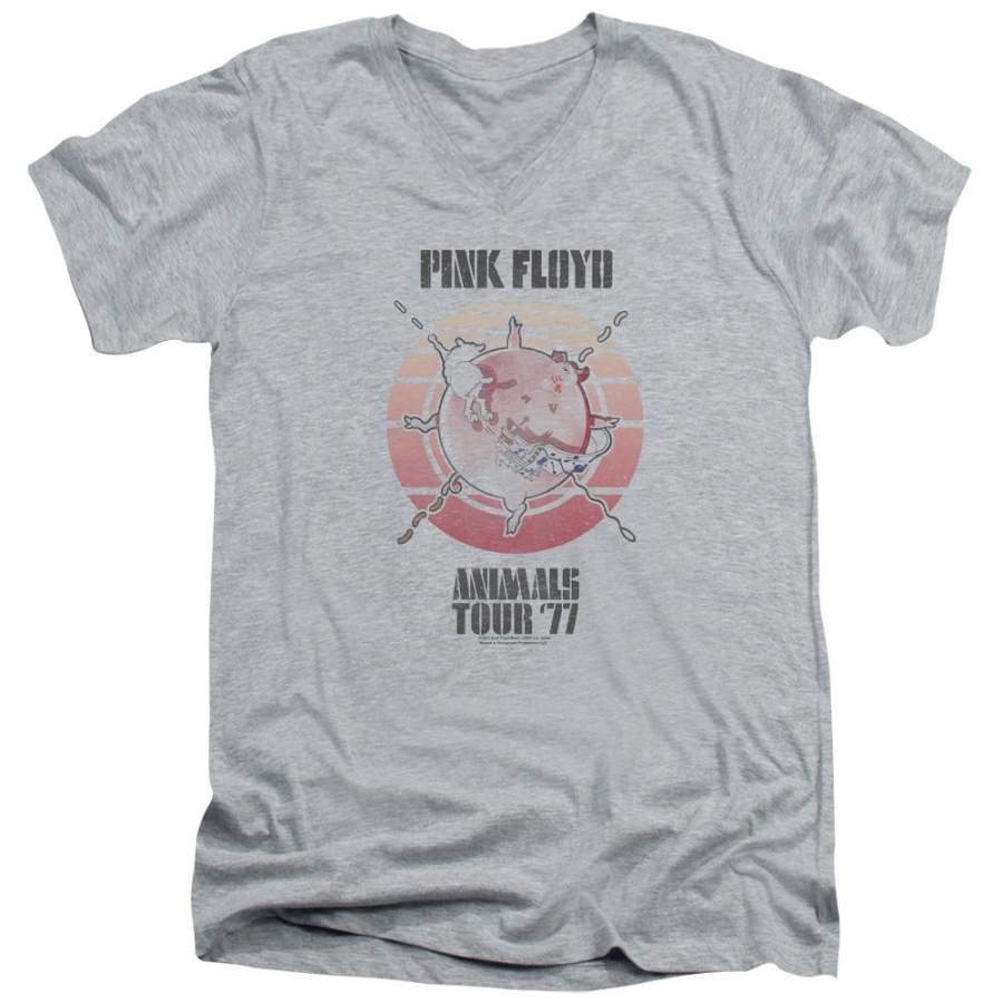 Pink Floyd Special Order Animals Tour 77 Men’s 30/1 100% Cotton Slim Fit V-Neck T-Shirt