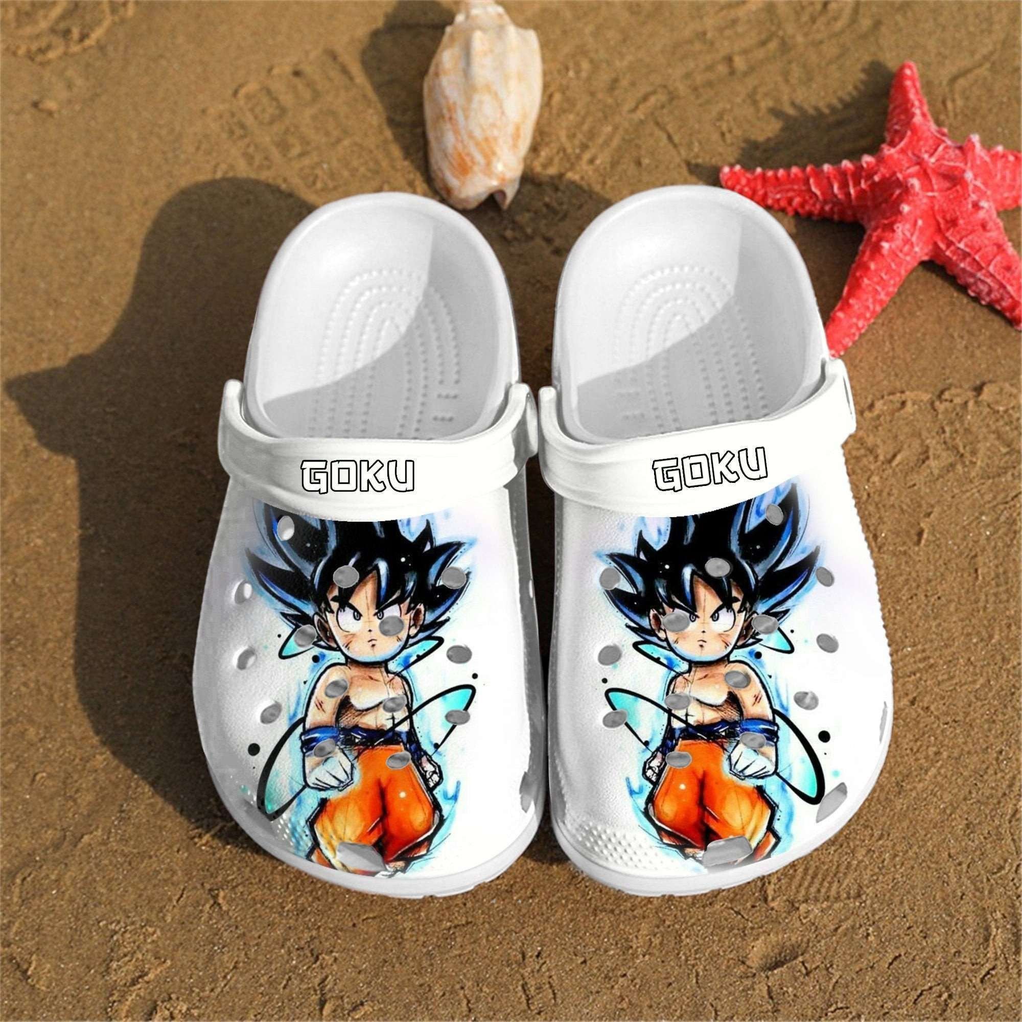 Personalised Goku Art Custom White Crocss Crocband Clog Comfortable Water Shoes