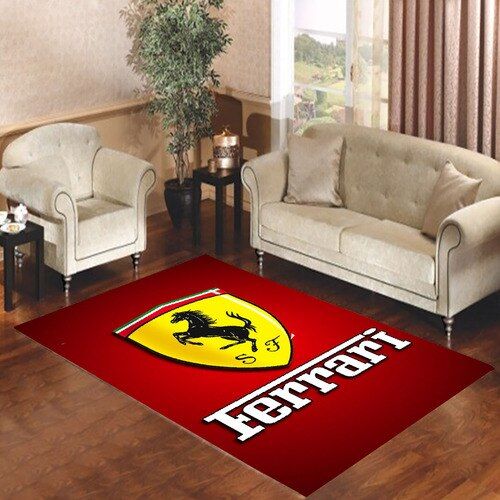 Ferrari Auto Red Logo Living Room Carpet Rugs Area Rug For Living Room Bedroom Rug Home Decor