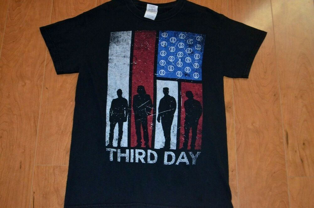 Third Day S Shirt Concert Black Usa Flag Christian Worship Rock Shirt