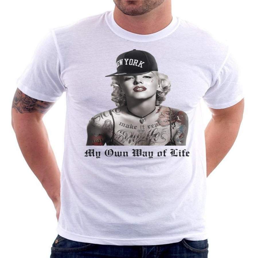 Tatoué Marylin Monroe Vintage Movie Star Rockabilly T-shirt Blanc Fn9813-