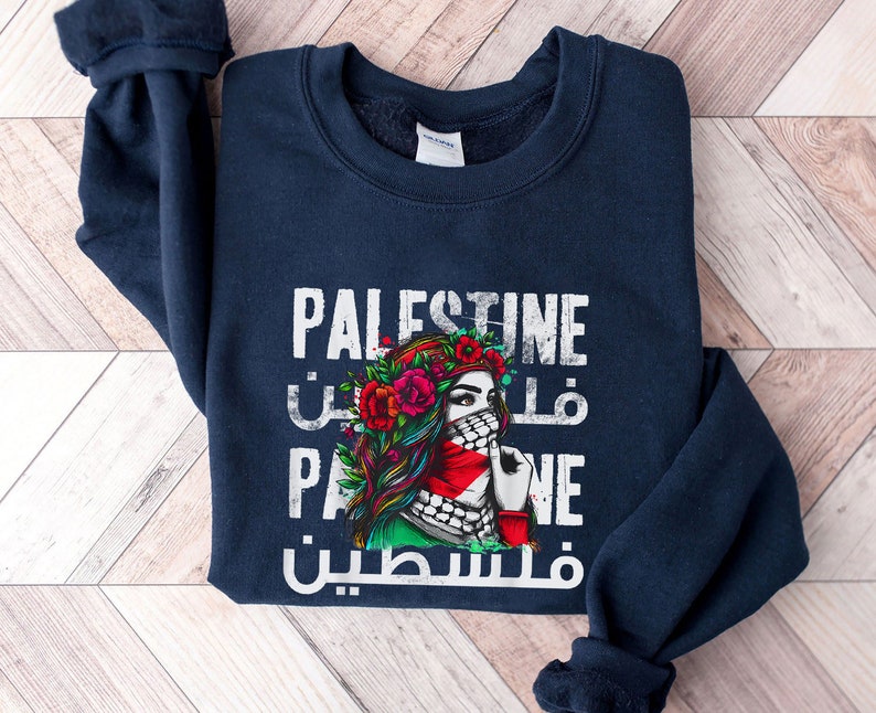 Palestine Sweatshirt, Free Palestine Sweater, Palestine Flag Crewneck, Stand With Palestine Shirt, A Palestinian Girl Bandana T-Shirt