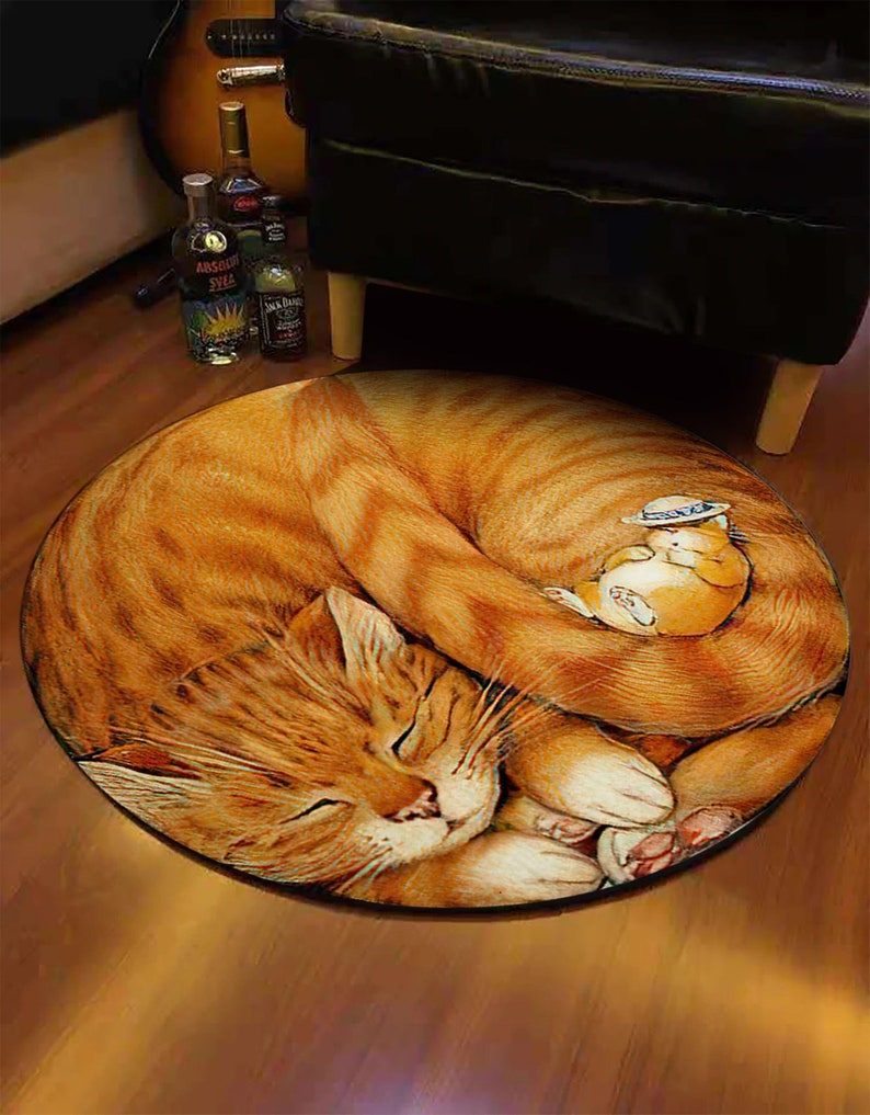 Animal Mat, Cat Rug, Pet Mat, Non-Slip Plush Living Room Carpet, Decorative Round Rug, Housewarming Gift, Gift For Pet Lovers, Animal Rugs Round Rug Carpet