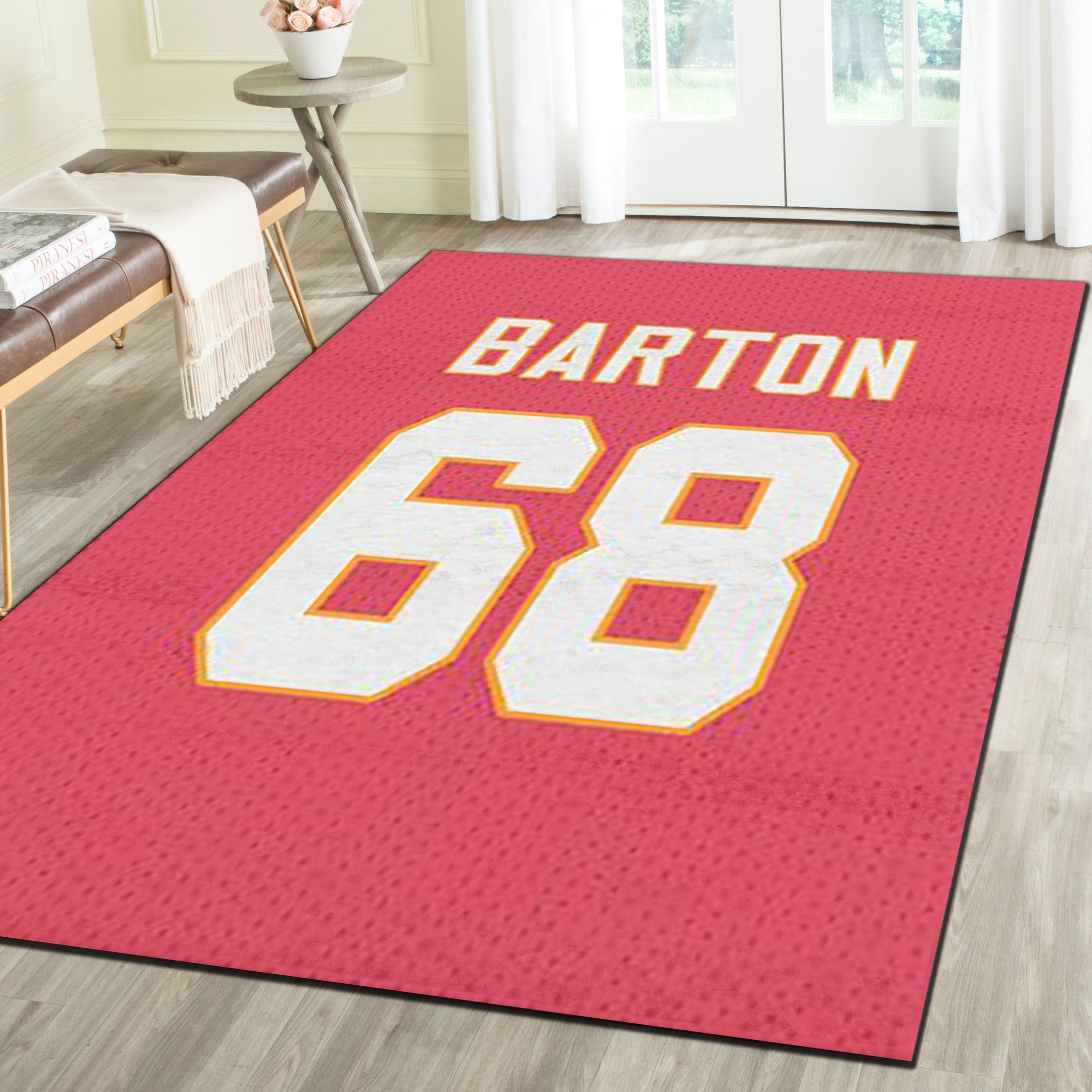 Kansas City Chiefs Logo Area Rug, Football Team Living Room Bedroom Carpet, Sports Floor Mat