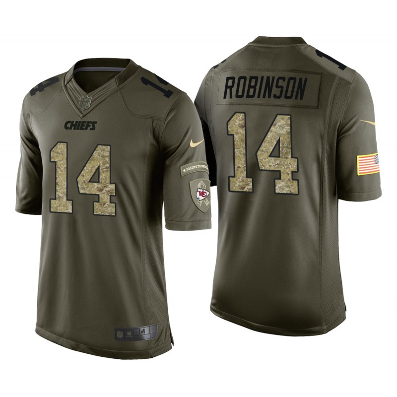 Demarcus Robinson Kansas City Chiefs Green Camo Salute To Service Jersey – All Stitched, Embroidery