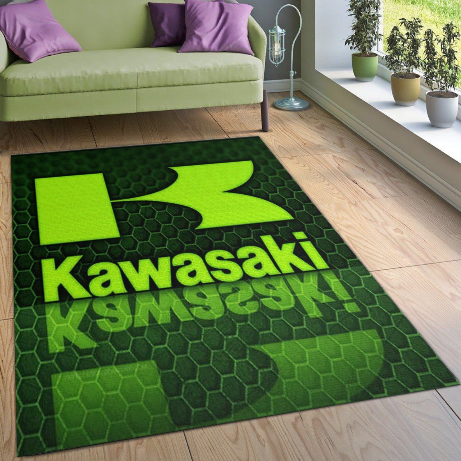 Kawasaki V2 Area Rug For Christmas Living Room Rug US Gift Decor