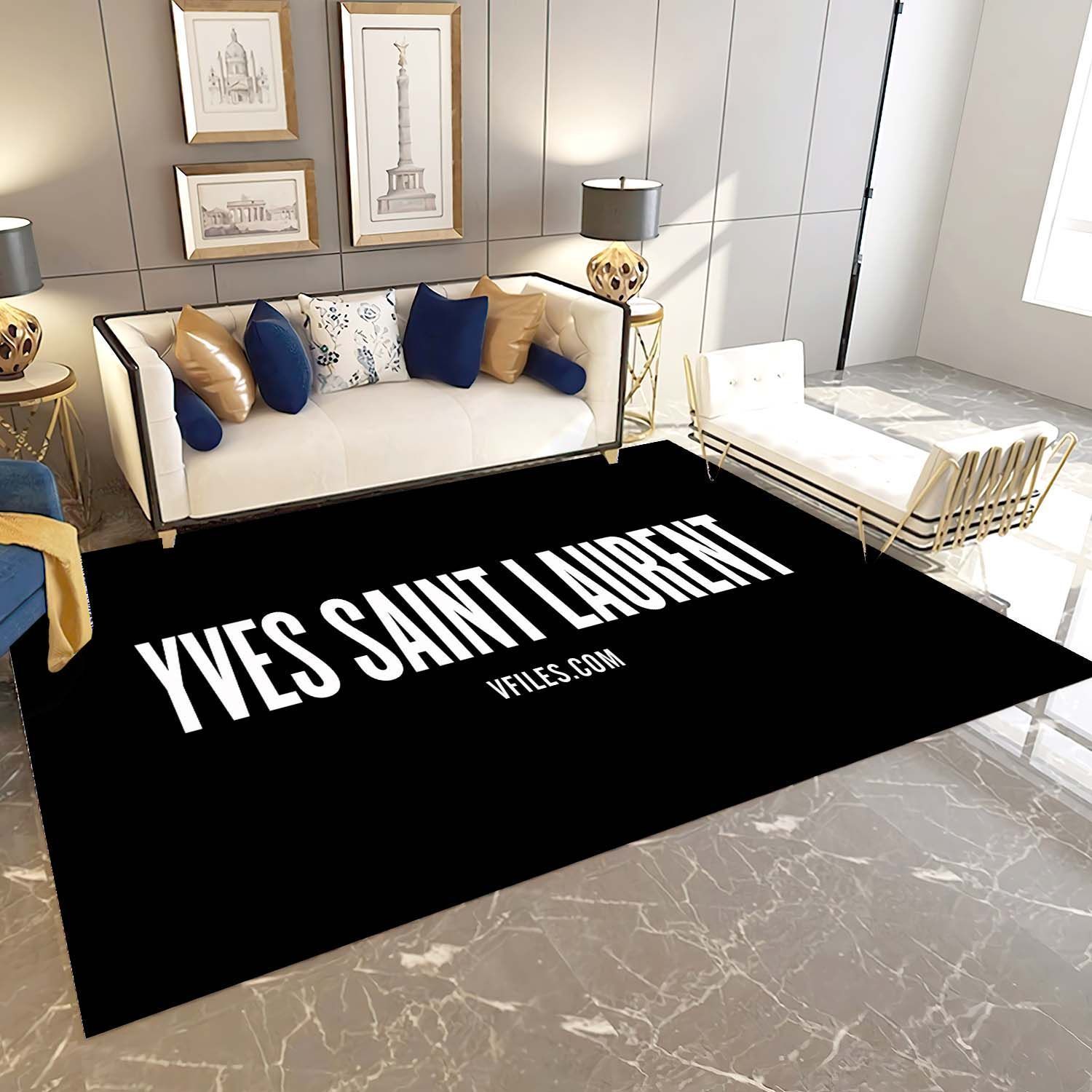 Yves Saint Laurent Logo Area Rugs, Luxury Hypebeast Living Room Bedroom Carpet, Fashion Brand Floor Mat Home Decor