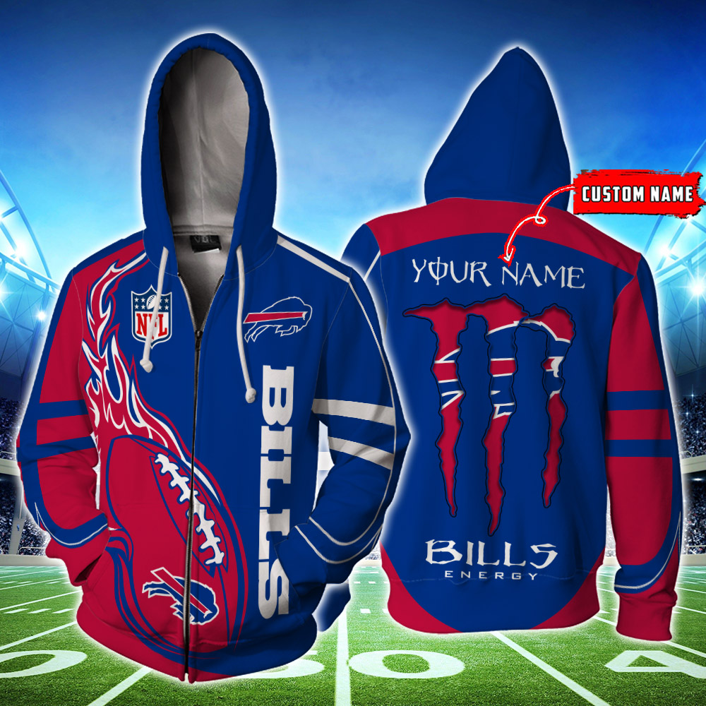 Buffalo Bills Custom Name Zipperhoodie 3D Ds001