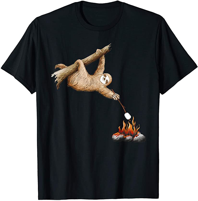Cute Sloth Campfire Funny Camping Hiking Animal Lover Gift T-Shirt