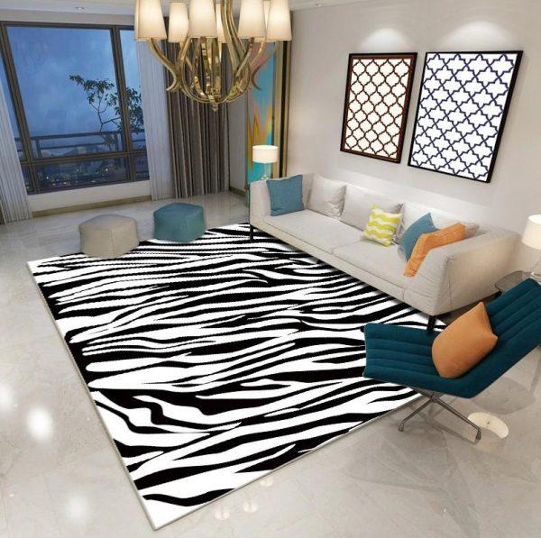 Zebra Art Home Decor Rectangle Area Rug 8