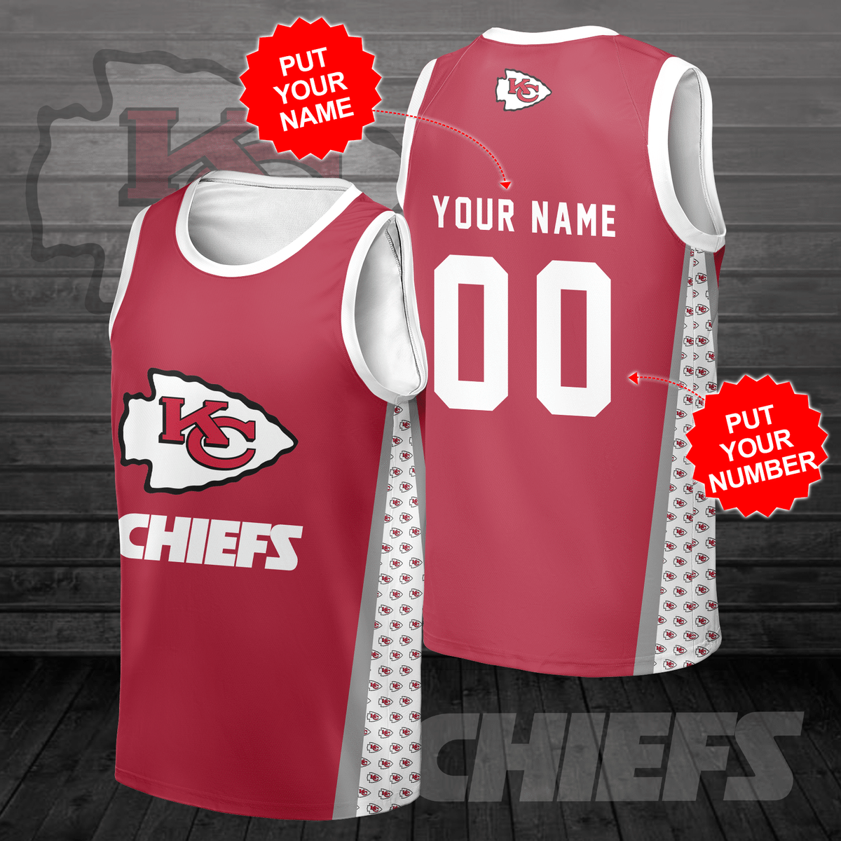 Personalized Kansas City Chiefs Football Team All Over Print 3D Jersey Tank Top-Red-Tph