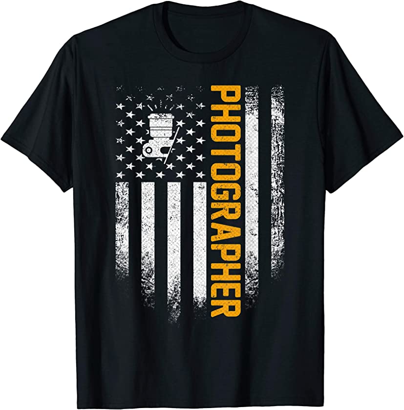 Vintage USA Photographer American Flag Photography Patriotic T-Shirt