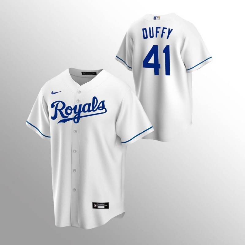 Men’S Kansas City Royals Danny Duffy #41 White   Home Jersey – All Stitched, Embroidery