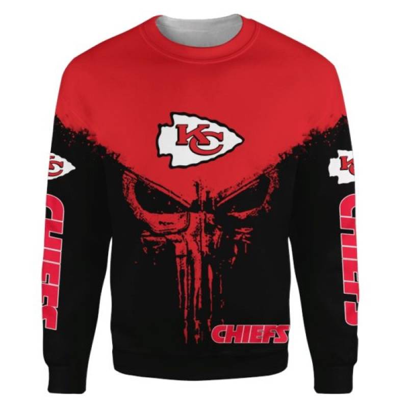 Punisher Skull Kansas City Chiefs 3D Full Printing T-shirt and Hoodie – Teasearch3D 140220