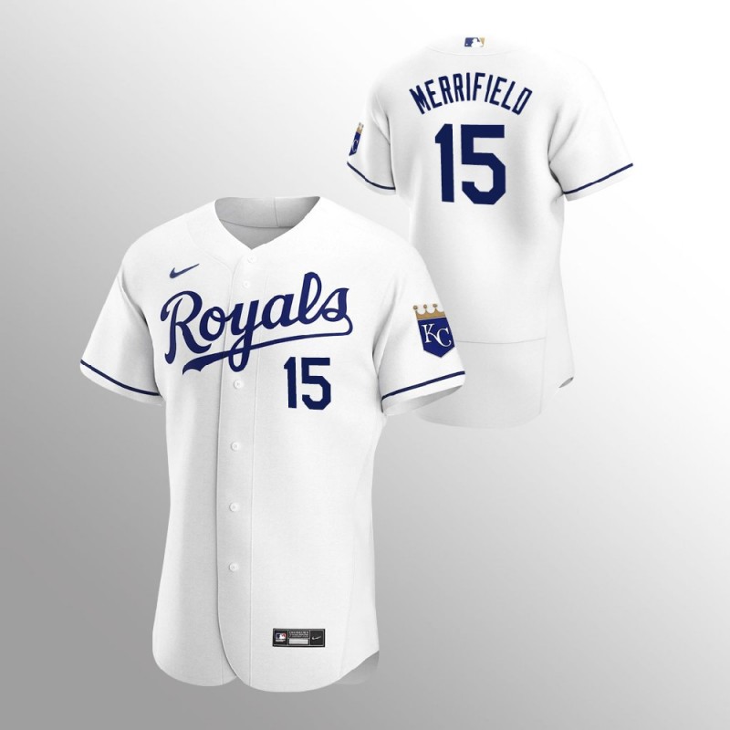 Men’S Kansas City Royals Whit Merrifield  White 2020 Home Jersey – All Stitched, Embroidery