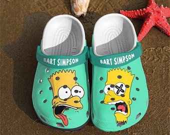Bart Simpson Crocss Crocband Clog Comfortable Water Shoes In Green