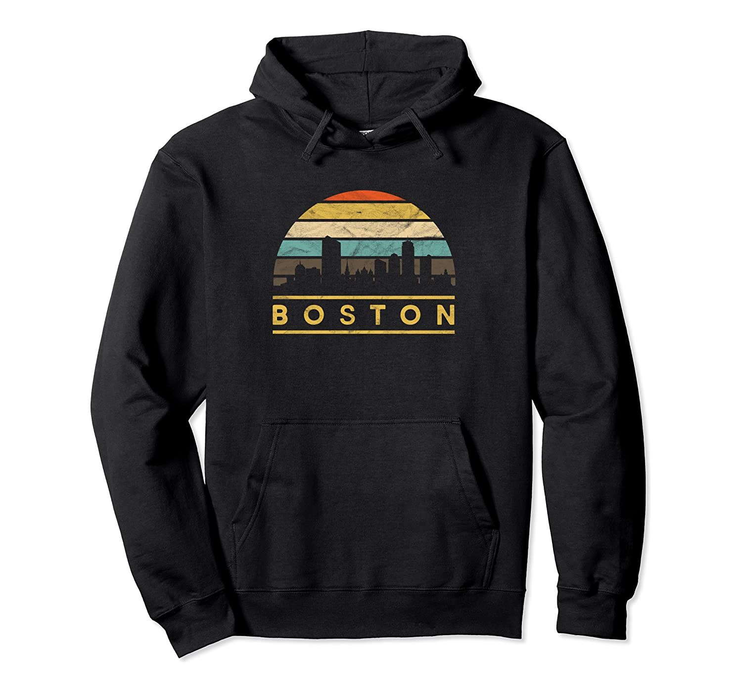 Boston Skyline Retro Vintage Sunset Travel Souvenir Gift Pullover Hoodie, T-Shirt, Sweatshirt, Tank Top, Racerback, Dolman