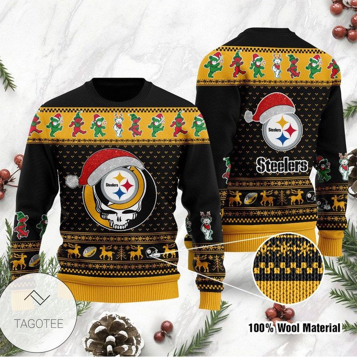 Pittsburgh Steelers Skull Gift For Fan Ugly Wool Sweater Christmas